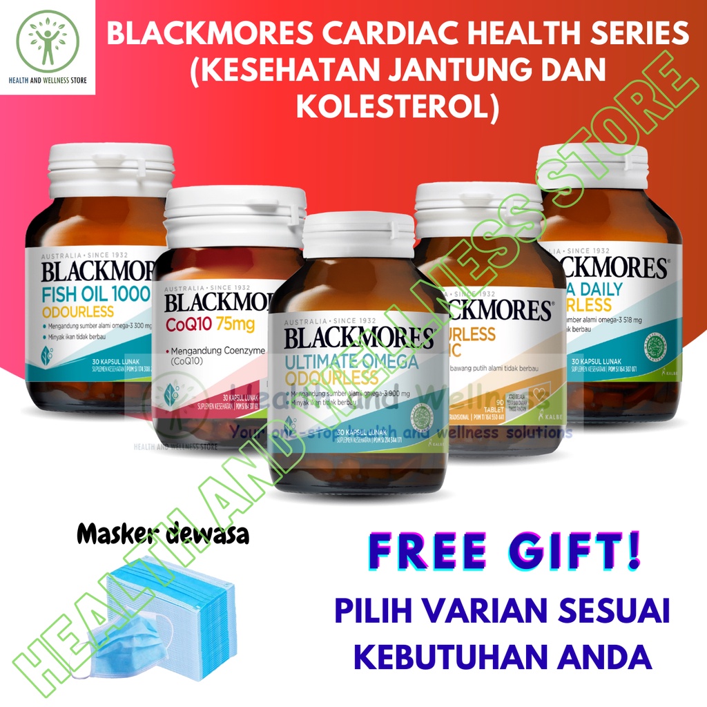 Blackmores Cardiac Health Series Fish Oil 1000 Omega Daily Ultimate Omega Odourless Garlic Coq10
