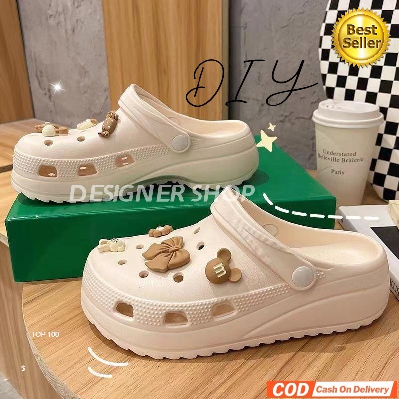 Sepatu Sandal Wanita Jelly Wedges Baim crocs Style