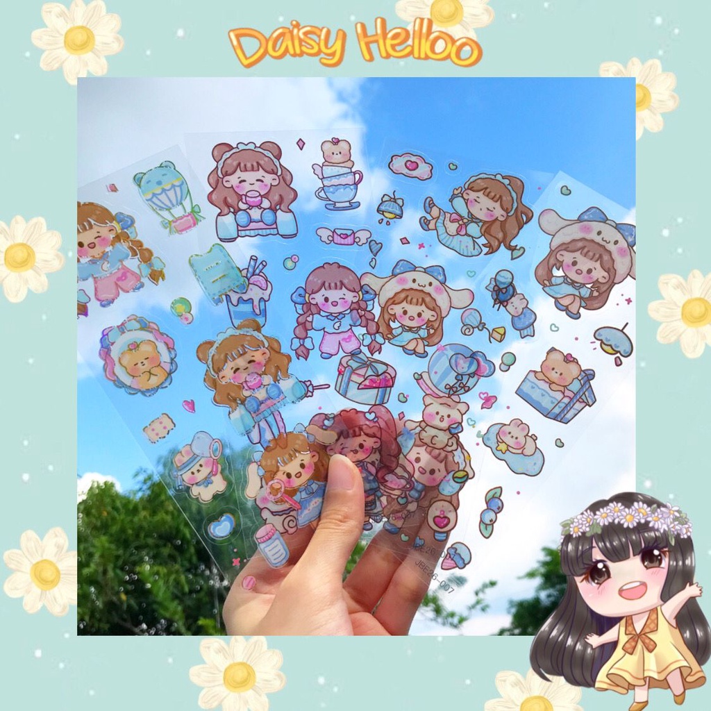 Stiker isi 4 Lembar Karakter Kartun Girl Chibi Lucu Sticker Cute Korea Stationery Aesthetic Anak Buj