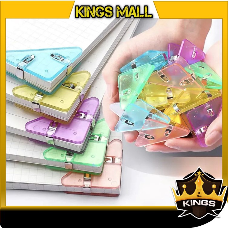 

KINGS - S6063 Klip Penjepit Buku / Klip Sudut Kertas Akrilik / Paper Clip Segitiga Warna-Warni / Penjepit Kertas Binder Plastik