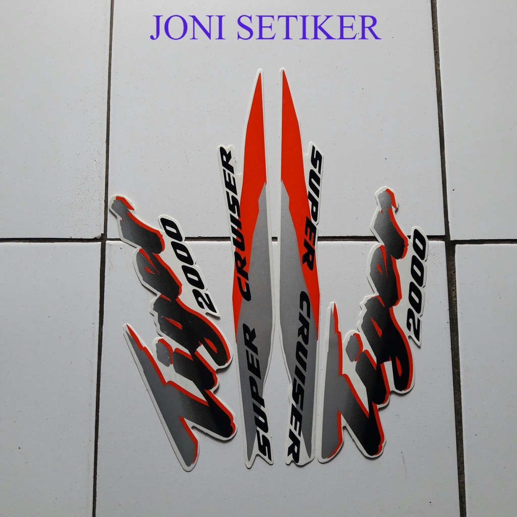 striping motor / stiker honda tiger 2000 putih-orange