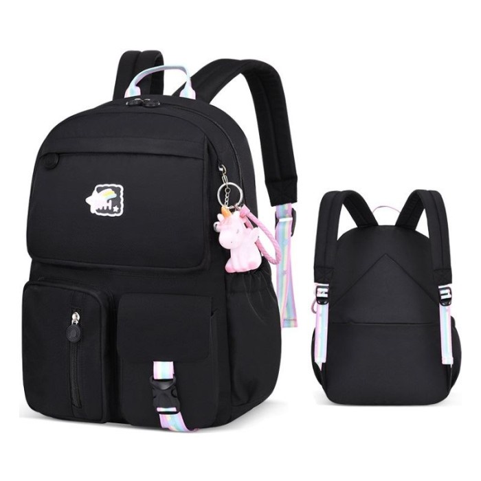 Tas Sekolah Anak Perempuan SD SMP Cantik Ransel Import Backpack Cewek - Black