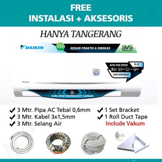AC DAIKIN THAILAND 0.5 PK AC Super Mini Split 1/2 PK RC + FTC15NV14 - THAILAND + GRATIS PEMASANGAN