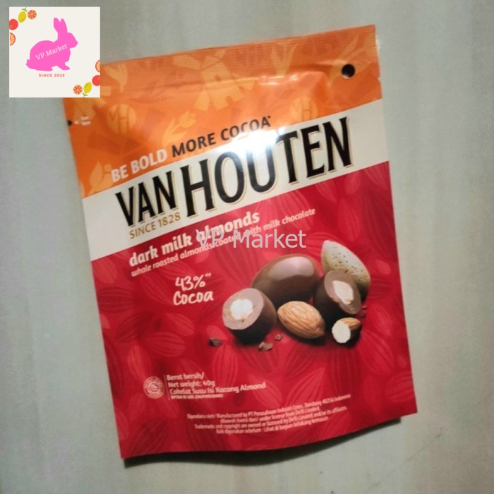 

Van Houten Coklat Dark Milk Almonds 43% Cocoa Pouch 40 gr