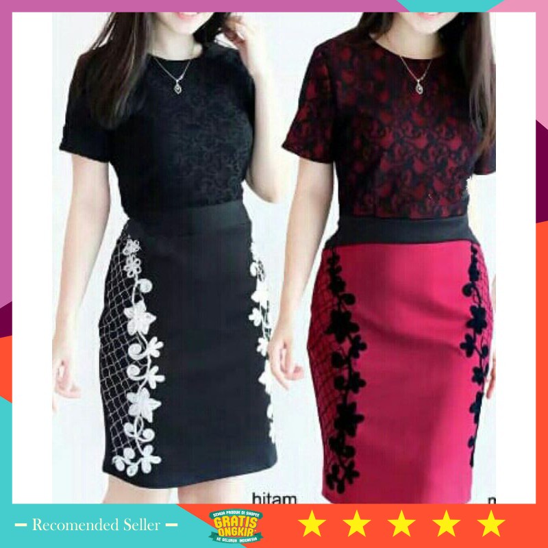 Pakaian Wanita Dress Natal Lebaran Christmas Murah Kondangan / Dress brokat pesta Lace wanita Elegan