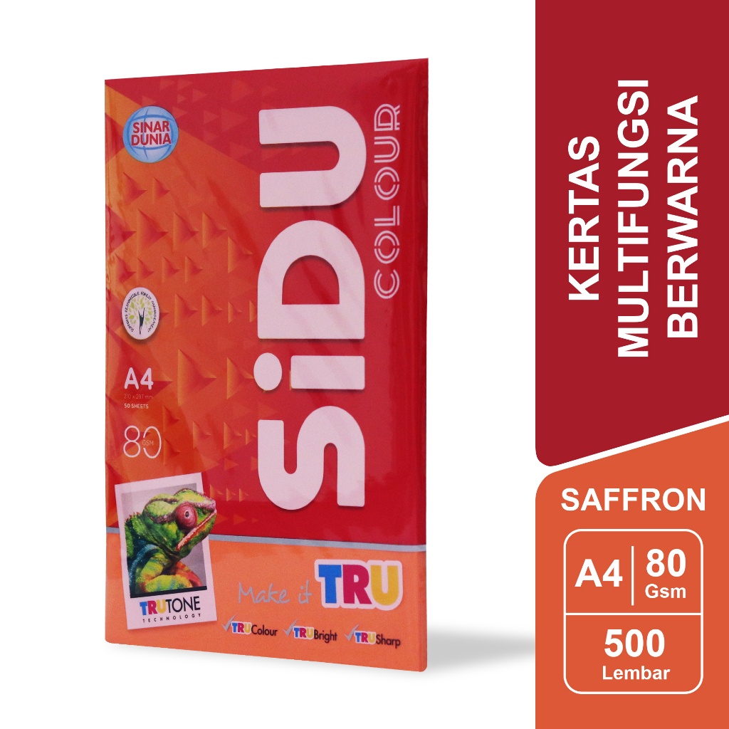 

[BMS Tangerang]SiDU Kertas Fotocopy Warna Saffron 80 GSM A4 isi 50 Lembar - SDU CLR 80 A4 240 50