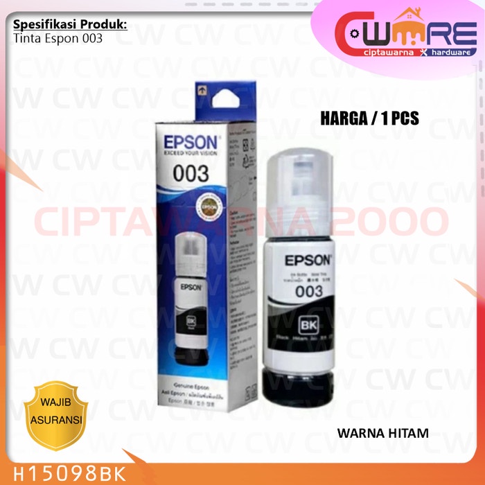 Tinta Ink Epson 003 Printer L1110 L3110 L3150 L5190 Warna Hitam Black