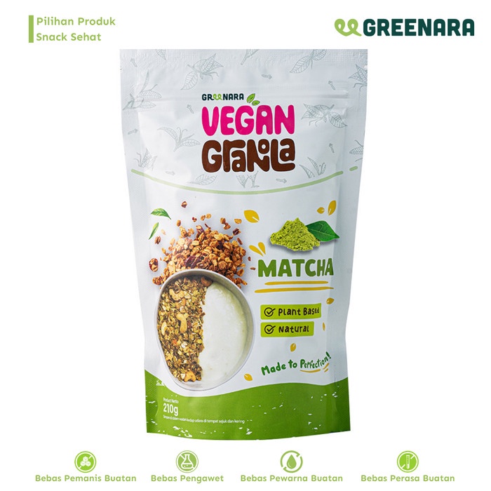 

[KUALITAS TERBAIK] Vegan Granola Matcha 210gr Termuarah