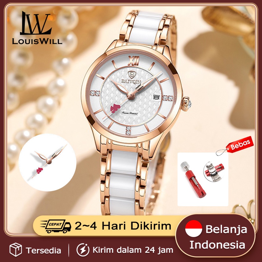 COD Louiswill Jam Tangan Fashion Wanita Watch White Kuarsa Watch Jam Tangan Tahan Air