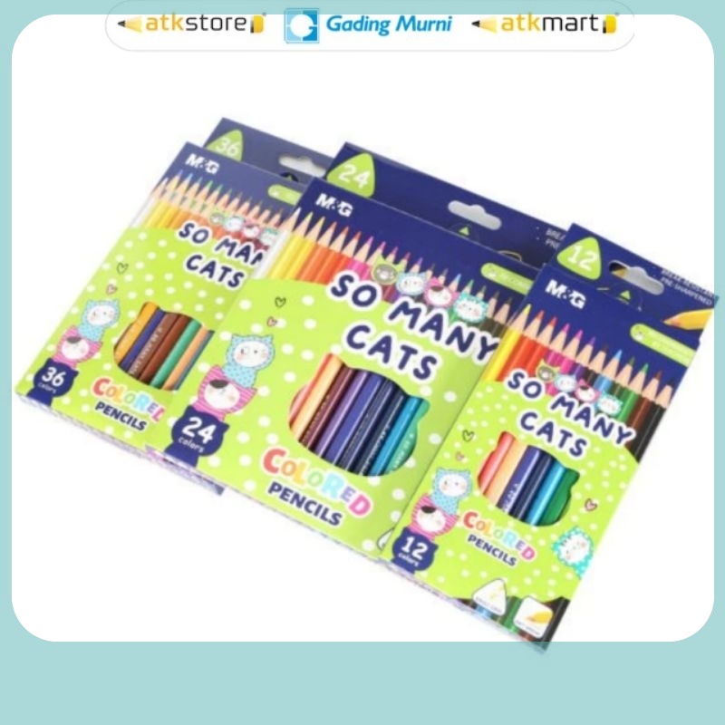 

M&G Triangle Color Pencil / Pensil Warna 12 24 36 Warna Motif So Many Cats