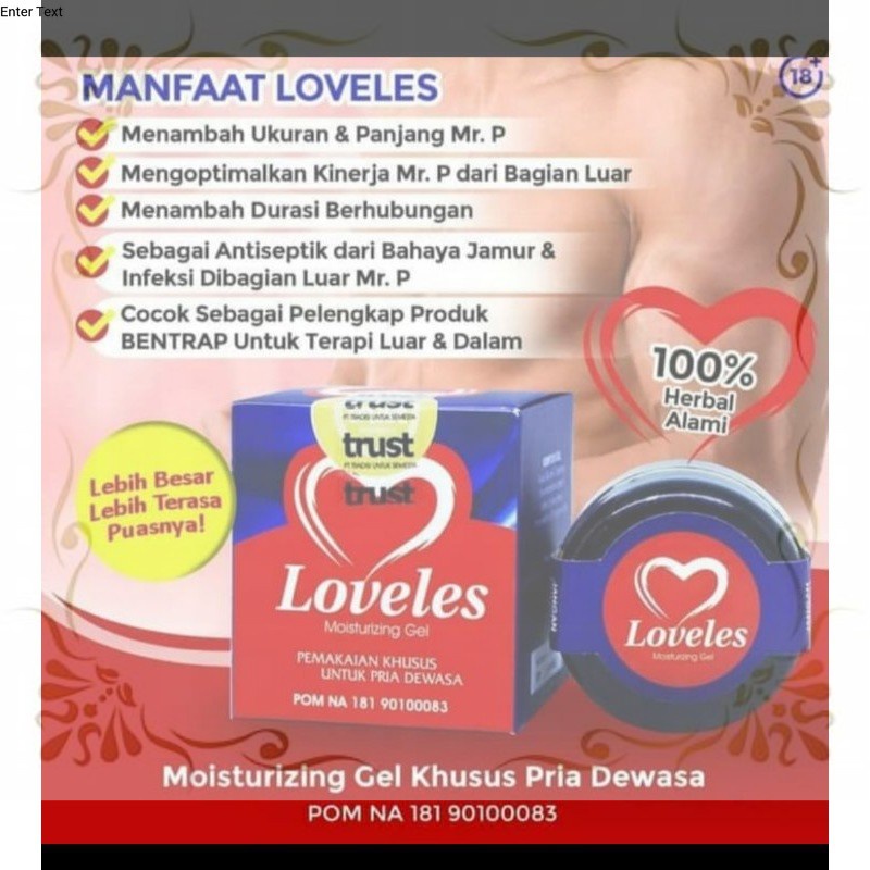 Loveles - Loveless Moisturazing Gel Asli Obat Pria Oles Herbal Alami