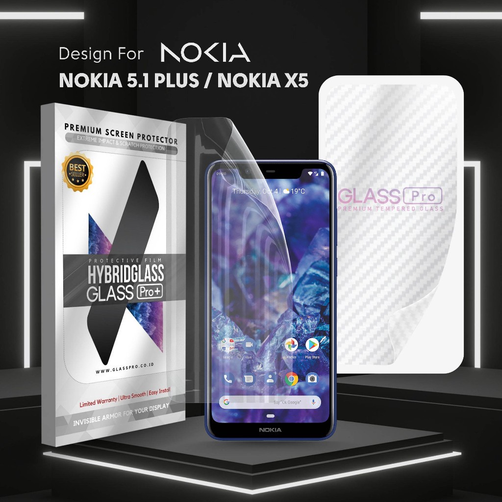 Hybrid Glass Premium Anti Gores Hydrogel Nokia 5.1 Plus / Nokia X5 Full Cover Screen Protector Glass