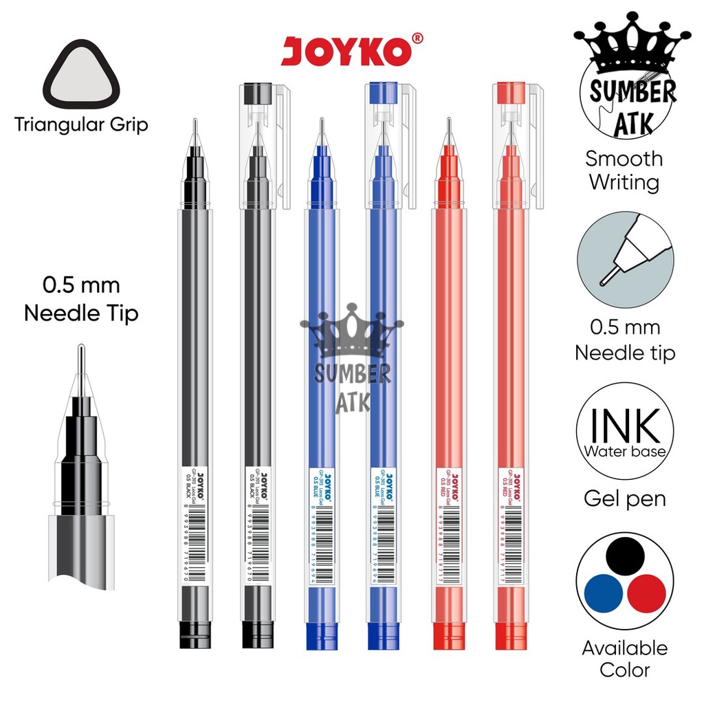 

Gel Pen Pulpen Pena Joyko GP-393 Leos Gel 0.5 mm Black Blue Red
