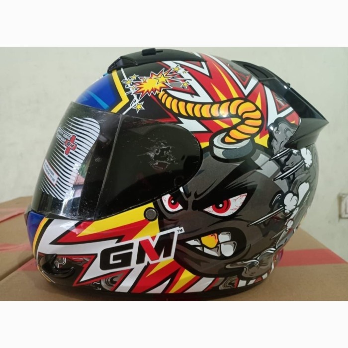 NHK RACE PRO BOMB | Helm RacePro Full Face motif boom visor dark smoke - GM RACE PRO, M