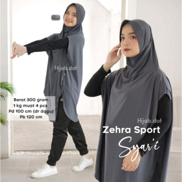 Hijab / Jilbab Sport Syari ZEHRA / Jilbab Olahraga Syari ZEHRA Sport - Hitam, PAD