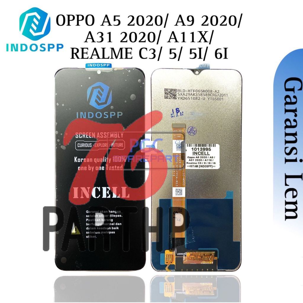 NEW INCELL INDOSPP - LCD Touchscreen Fullset Oppo A5 2020 / CPH1931/ A9 2020 / A11X / CPH1937 / A31 2020 / CPH2015 / Realme 5 / RMX1911 / 5i / RMX2030 / 5S / RMX1925 / 6i / RMX2040 - GARANSI LEM