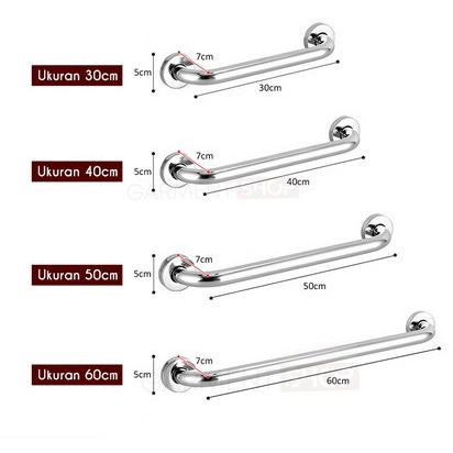 Besi Palang Holder Handel Pegangan Tembok Dinding Kamar Mandi Toilet - 30cm