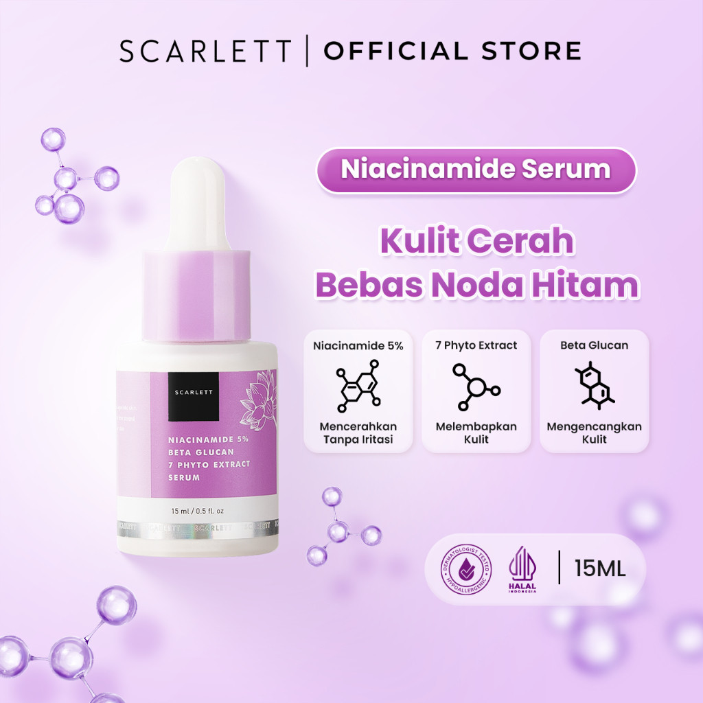Scarlett Whitening Niacinamide 5% Beta Glucan 7 Phyto Extract Serum Mencerahkan Memperkuat Skin Barr