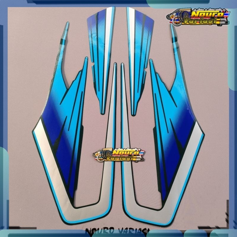Stiker striping  stiker yamaha rx king tahun 1995 full set biru silver variasi bagus