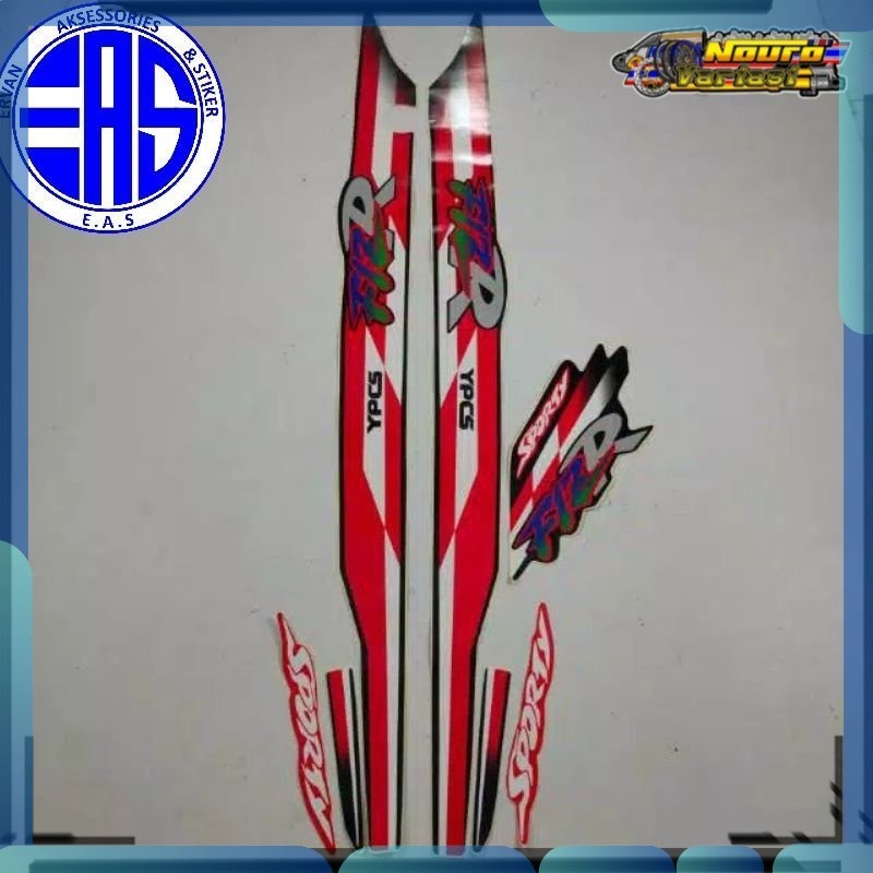Stiker striping yamaha fizr fiz r 1995 1996 sporty hitam merah  standar bagus