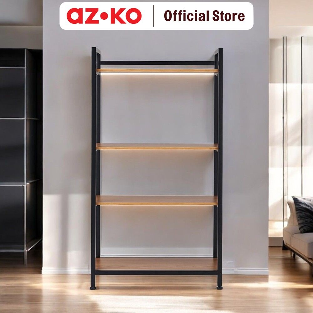 AZKO Stora Rak Besi Serbaguna 4 Tingkat - Hitam Storage Rack Metal Tempat Penyimpanan Serbaguna Rak 