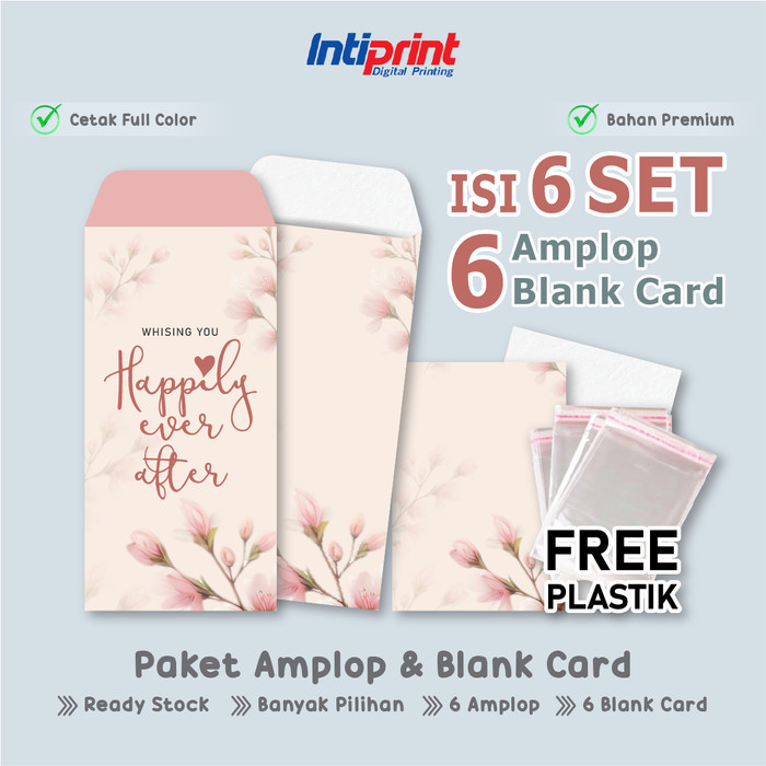 

6 SET Amplop Angpau dan Kartu Ucapan Blank Card / Angpao Wedding, Amplop Pernikahan Panjang - D-1