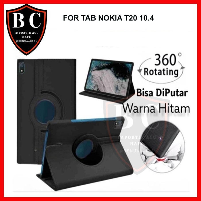 SARUNG TAB NOKIA T20 10.4 - ROTARY CASE NOKIA T20 10.4 2021 - NOKIA T20 10.4, Hitam - BC1