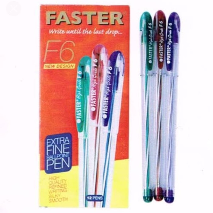 

Ballpoint / Pulpen Faster F6, 0.7mm 1 box isi 12 pcs