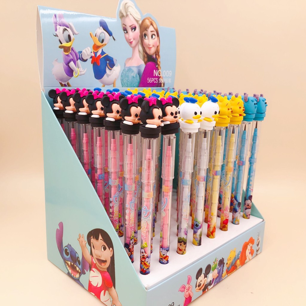 

Disney Cartoon Pencil Silicone Bullet 56pcs A Box Of Cut-free Drawing Pencil Student Writing Gift Stationery School Supplies