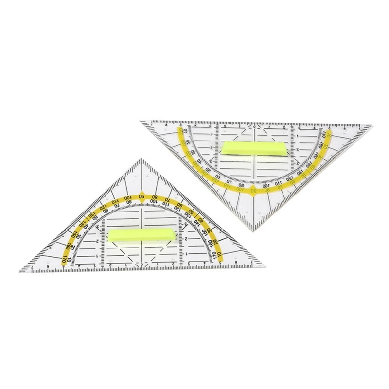 

4pcs Versatile Measuring Triangle Ruler Plastic Transparent Rrotractor Shatterproof Office Maths School Set Protractor Ruler