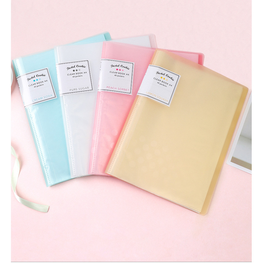 

KOKUYO WSG-CBCN Pastel Cookie Clear Book A4 10/20/30/40 Pocket File Folder Document Bag Maximum Capacity 200/300 Sheets