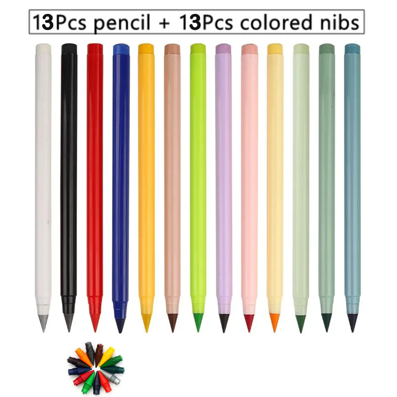 

12 Color Eternal Erasable Pencil Set Cute Drawing Pencil Refill Unlimited Writing Pencils Pen for Art School Supplies Stationery