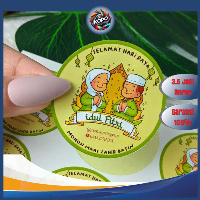 

KOPO 5-8 Cetak Sticker Label Bulat Idul Fitri Stiker Lebaran Toples Label Kue Kering Cookies
