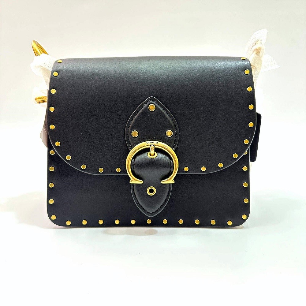 Coach Beat 18 Small Shoulder Bag in Black with Gold Rivets