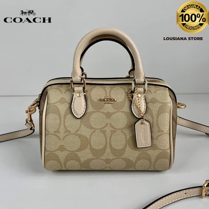 Tas Wanita Coäch Mini Rowan Satchel In Blocked Signature Canvas Khaki