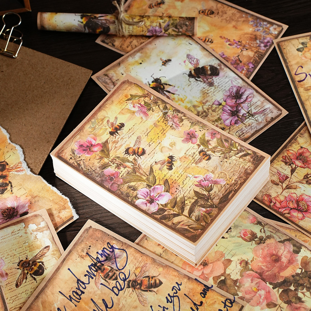 

4Style 40Pcs/bag(style) material paper for DIY handbook phone case cup glass bottle hanging card glass bottle journal decoration