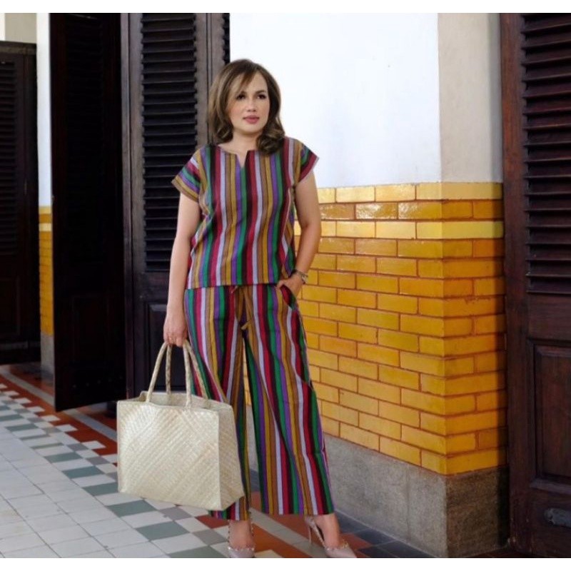 LURIK Baju setelan Tenun Lurik Salur Etnik Tradisional Masa Kini