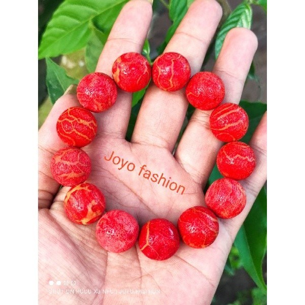 GELANG TASBIH FOSIL BATU MARJAN CORAL KARANG LAUT MERAH NATURAL JUMBO