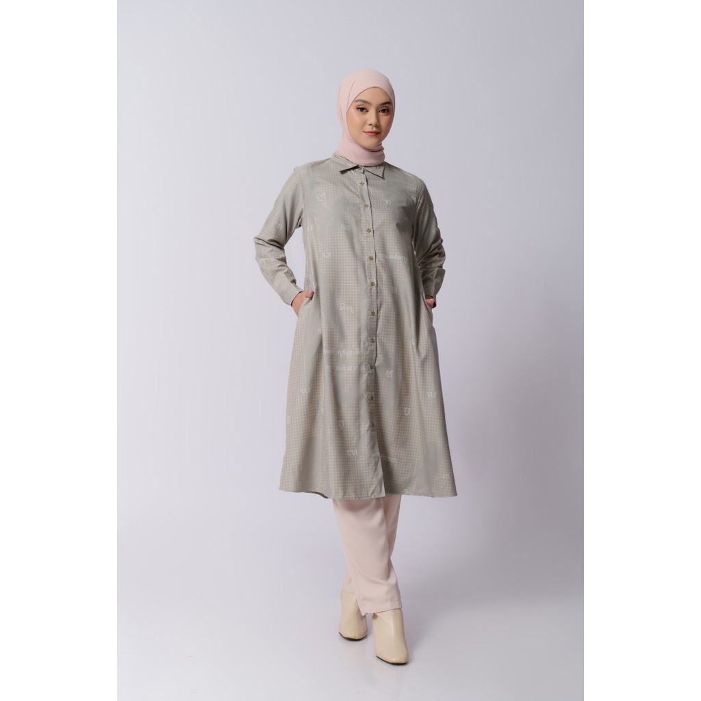 NEW -ZM Zaskia Mecca - Heyza Midi Dress - Aksara Nusantara - Aksara Jawa - ASH, XL
