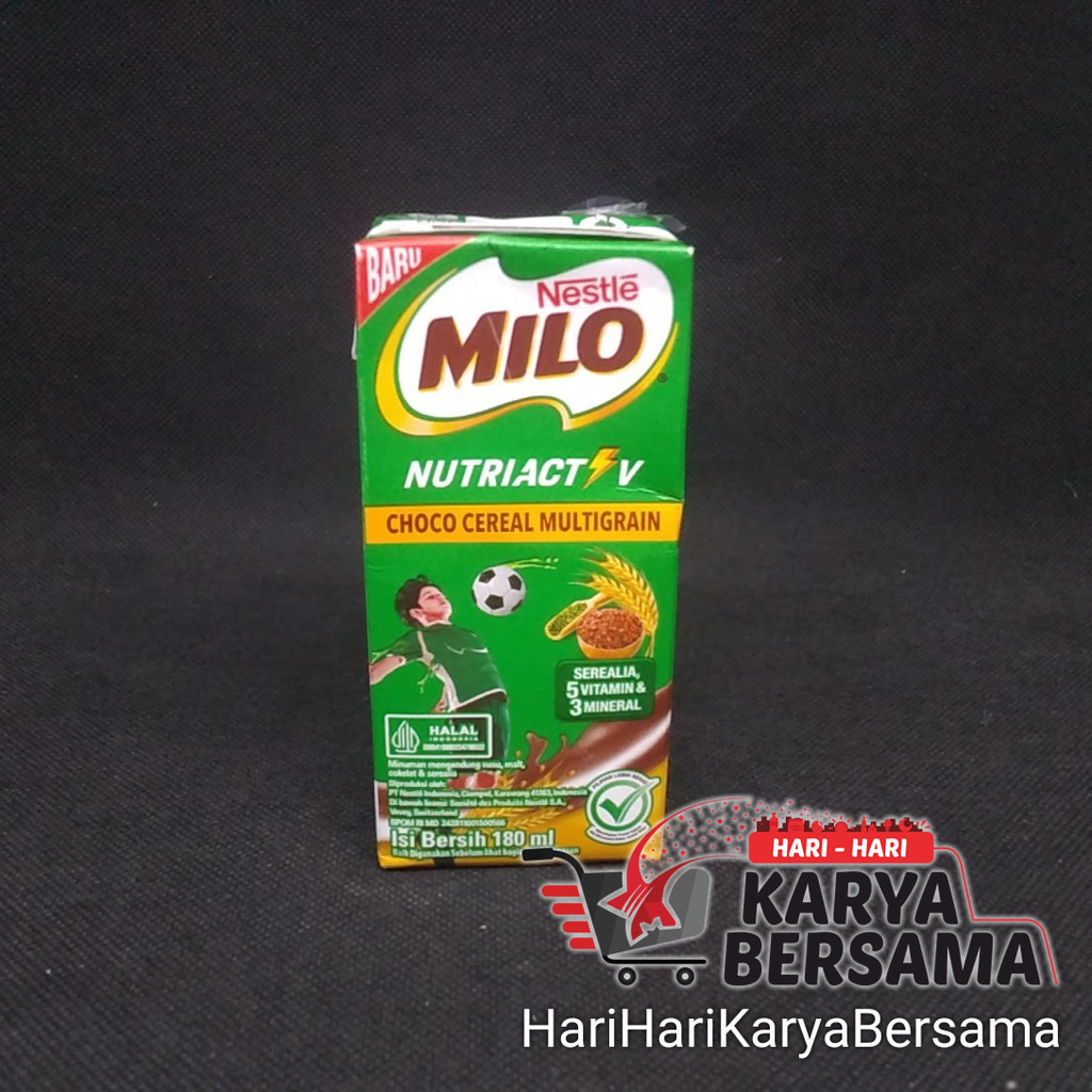 

MINUMAN SUSU NESTLE MILO UHT NUTRI ACTIV CHOCO CEREAL MULTIGRAIN 180ML