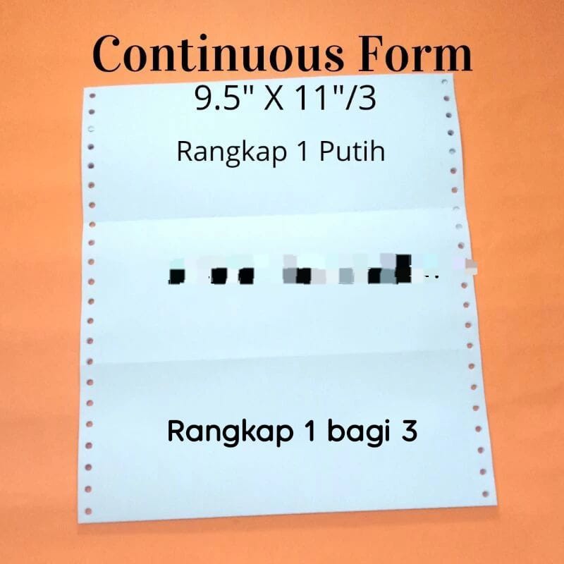 

KERTAS COMPUTER RANGKAP 1 BAGI 3 CONTINUOUS PAPER 9,5"X11/3 isi 3000 lembar