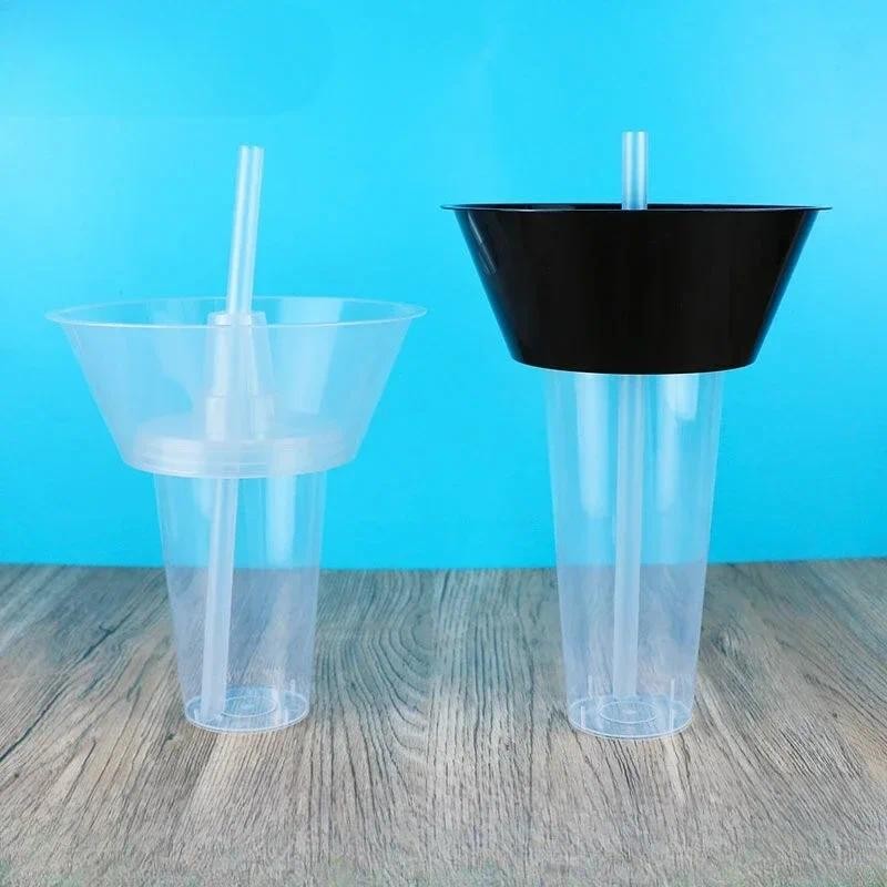 50pcs Thick Handheld Hotpot Cups Disposable Cola Beverage Cup Holder Bowl Cold Drink Milk Tea Inject