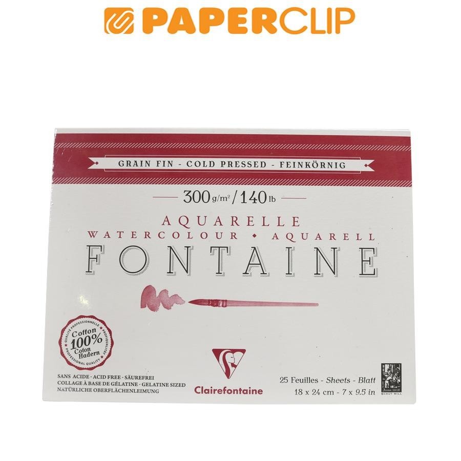 

WATERCOLOR PAD CLAIREFONTAINE FONTAINE - COLD PRESSED 300GSM 25S 18X24 96413C