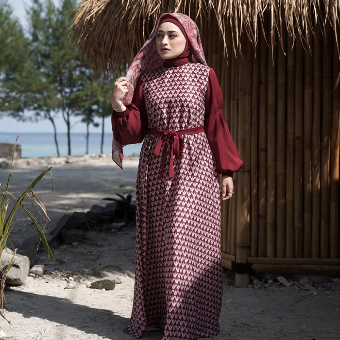 Dress Muslim Mandjha Ivan Gunawan - Ethnic Grapical Red | Gamis Wanita - S
