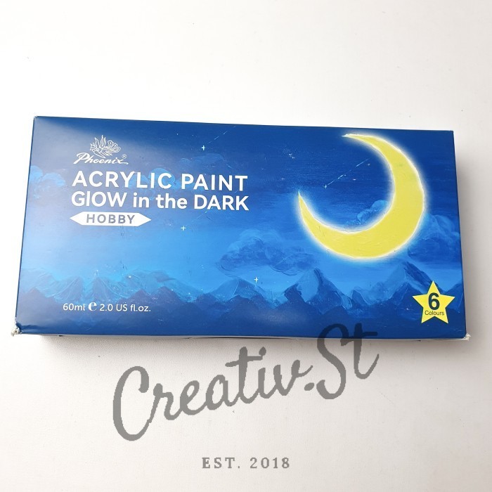 

Phoenix Acrylic Paint Glow in The Dark Set 6 x 60ml / Cat Akrilik Glow