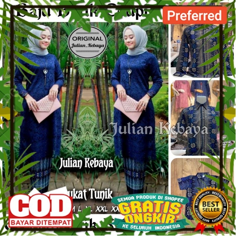 COUPLE / COUPLE KEBAYA / BAJU BATIK COUPLE / KEBAYA BROKAT TUNIK JUMBO MODERN / KEMEJA BATIK PRIA// 