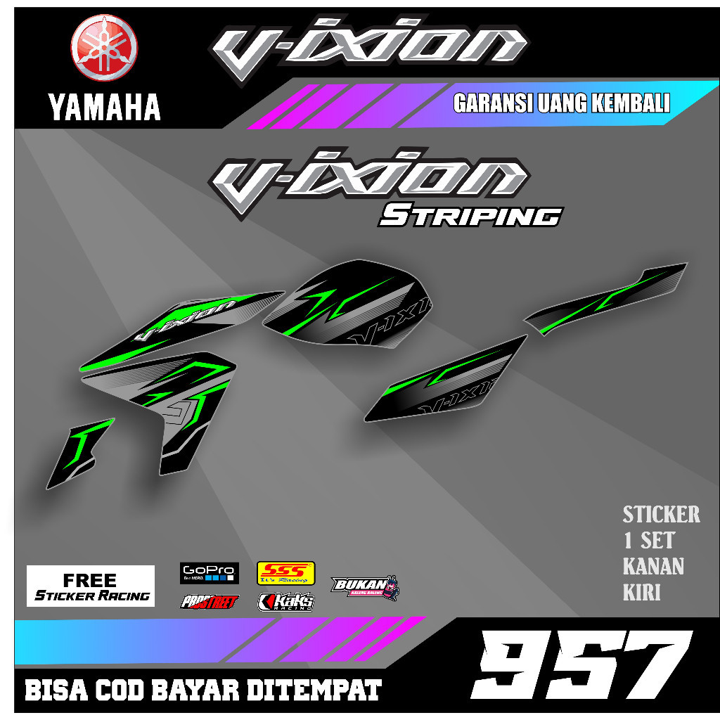 MASS Striping stiker lis decal Vixion NEW Lightning NVL  2013 2014 2015 Motif Simpel Original semi f