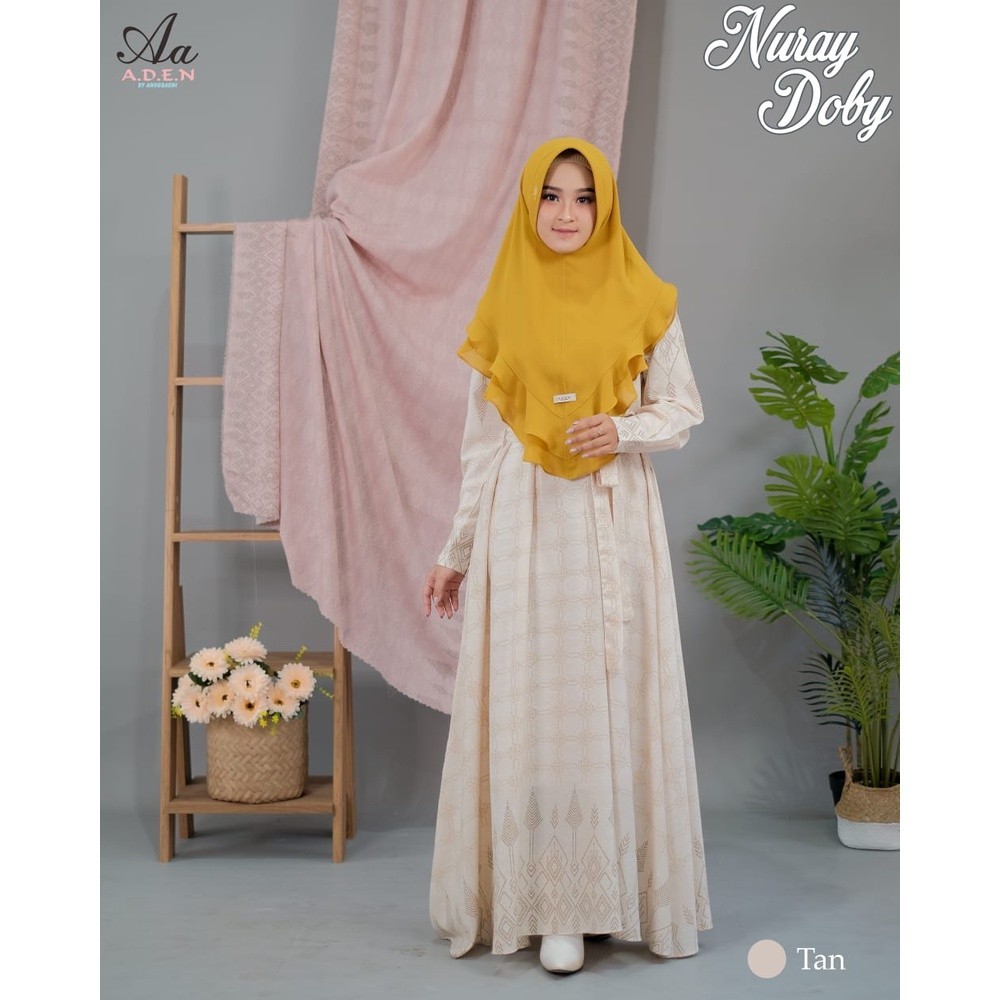 Gamis Dress Muslim Syari Katun Nuray Doby Ori by Aden Hijab