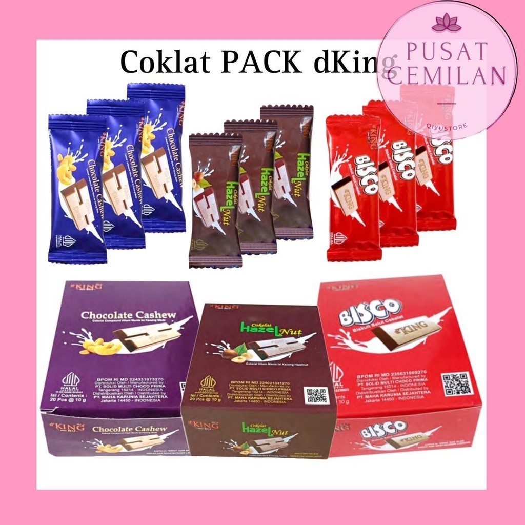 

PACK Cokelat dKing Murah - Coklat Biskuit Bisco Hazelnut Mede Cashew - Coklat Musdalifah Viral