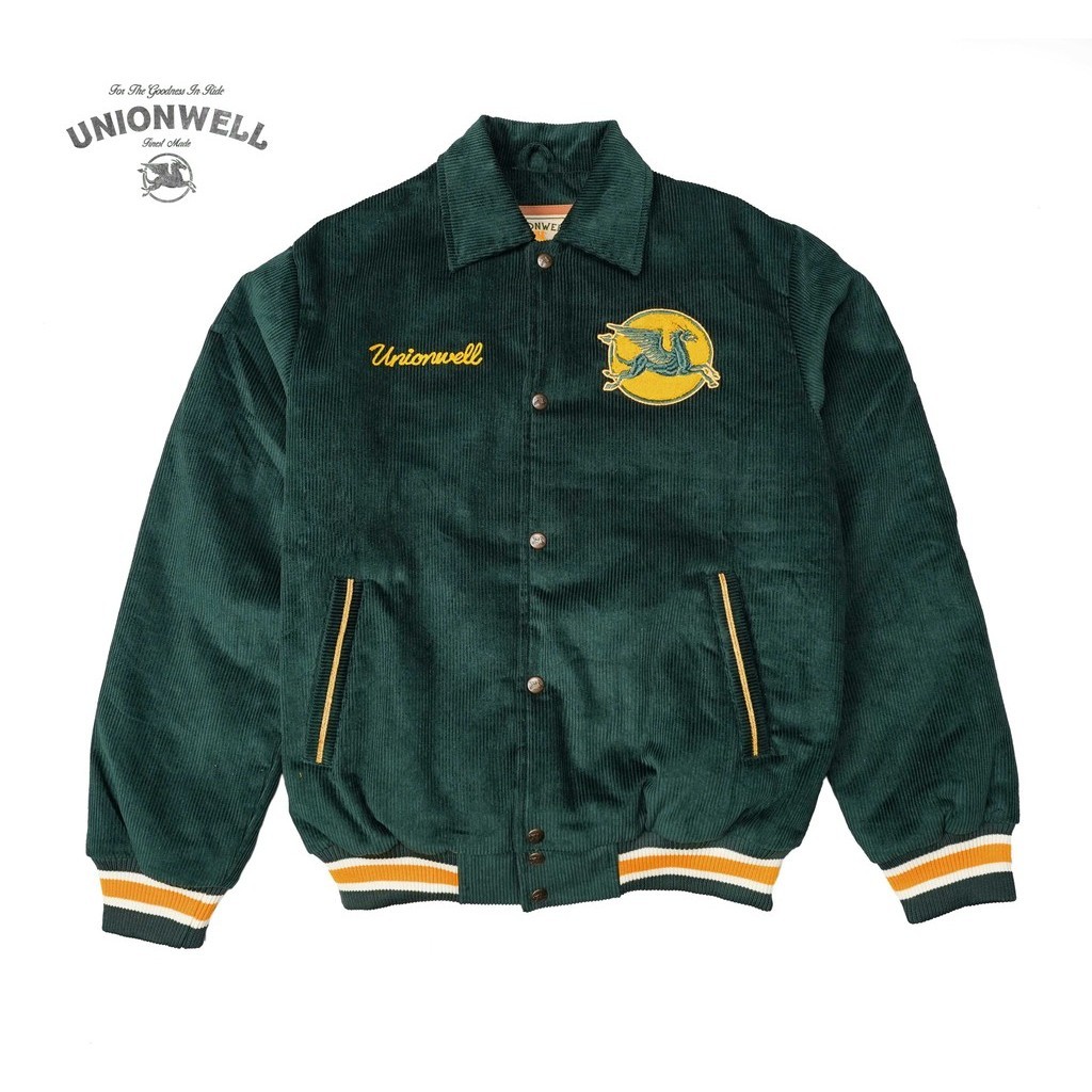 Unionwell Varsity Jacket Corduroy Roundlogo Green